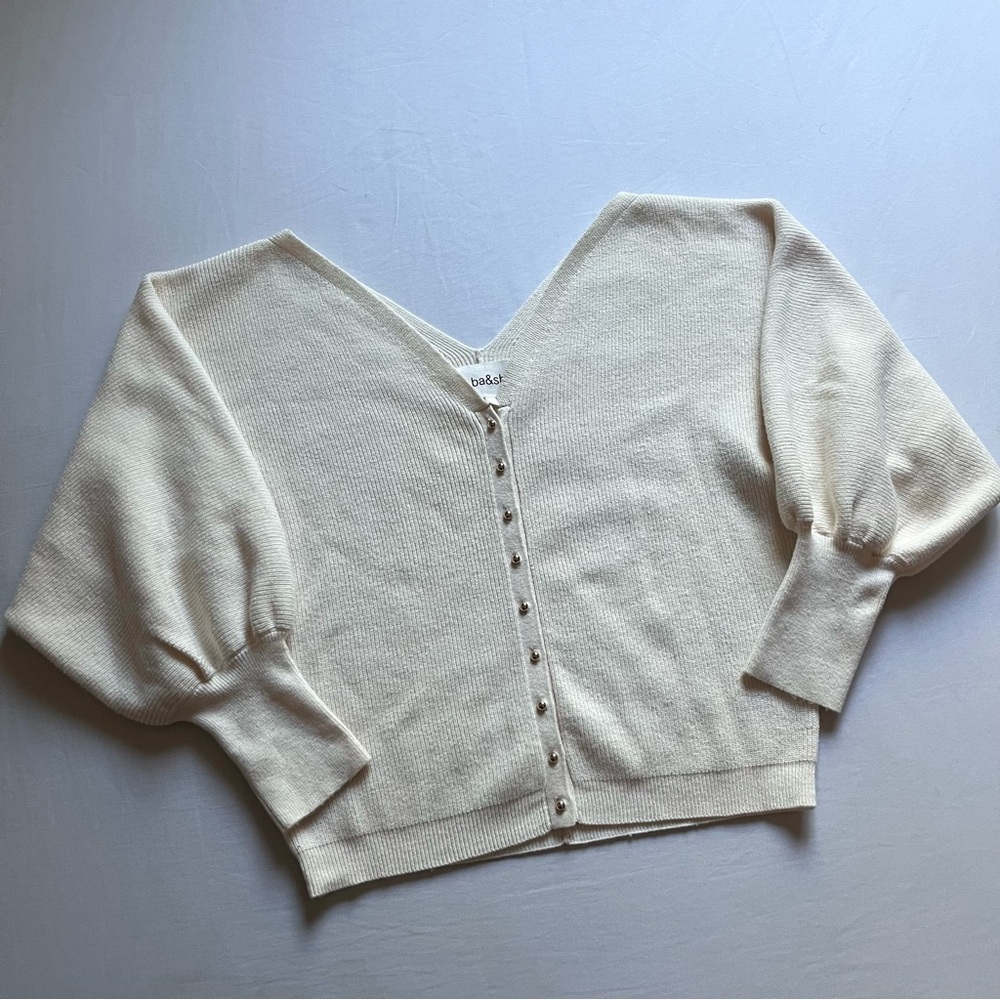 ba&sh Off-White V-Neck Cardigan